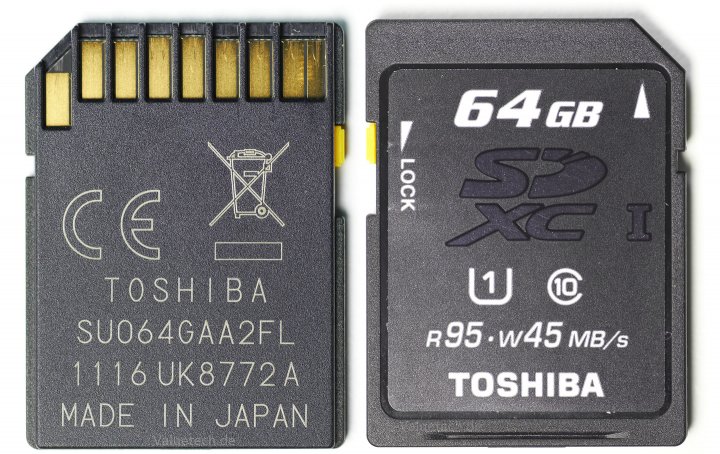 64 GB Toshiba Premiugate UHS-104 SDXC-Karte 95 MB/s (Lesen) | 45 MB/s (Schreiben)